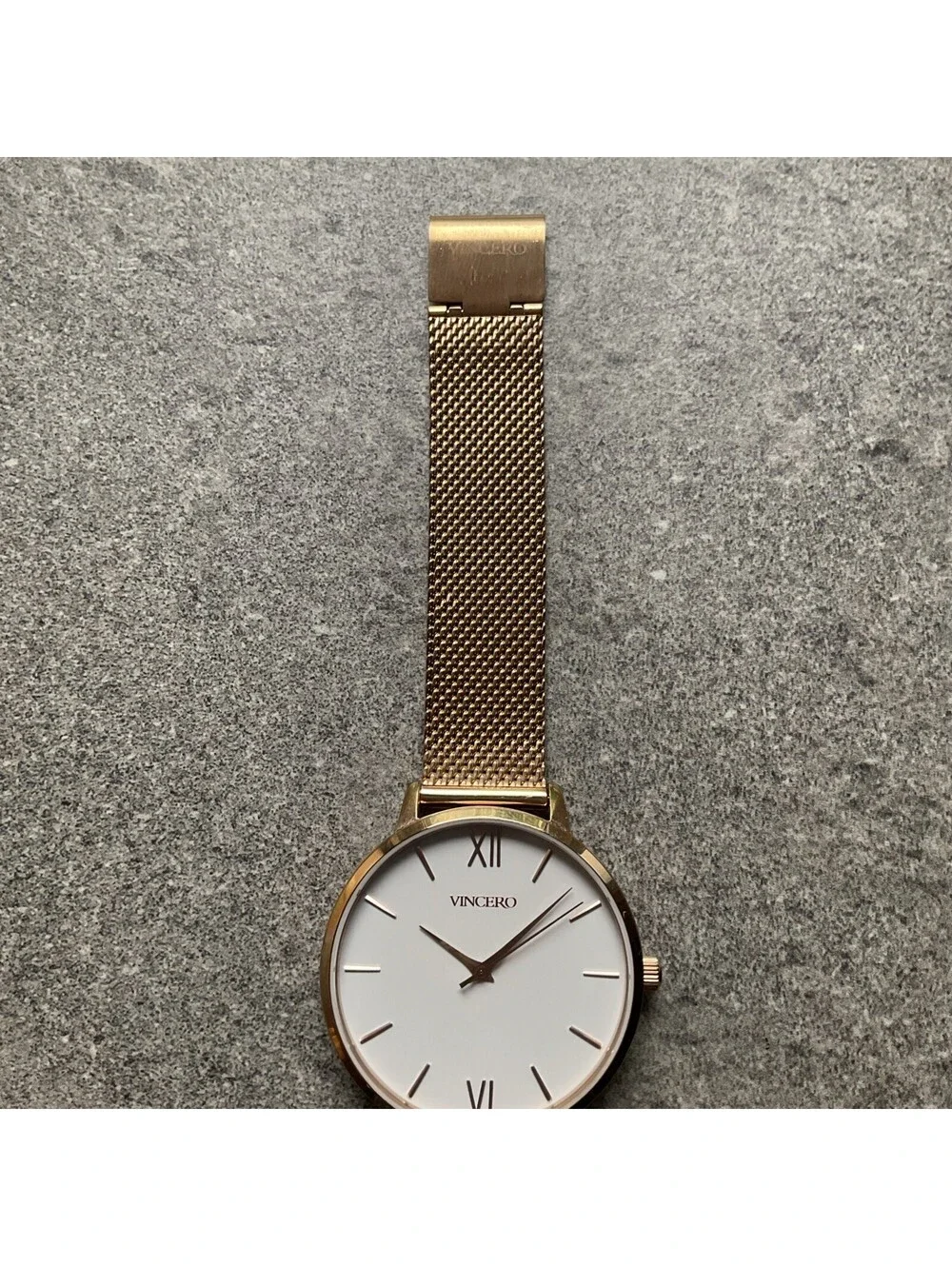 Vincero Womens Watch 38mm Rose Gold Tone Case And Mesh Metal Band White Dial D4